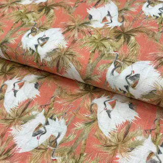 Linen viscose Crane bird design B digital print
