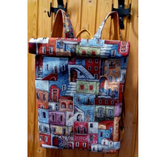 Decoration fabric GOBELIN PREMIUM Happy colourful village