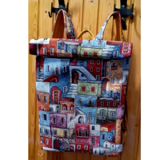 Decoration fabric GOBELIN PREMIUM Happy colourful village