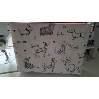 Decoration fabric Linenlook Sweet doggie friends