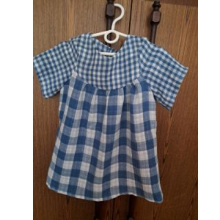 Double gauze/muslin Double sided CHECKS MINI indigo