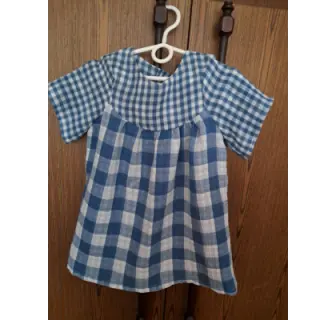 Double gauze/muslin Double sided CHECKS MINI indigo