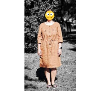 Linen enzyme washed mustard