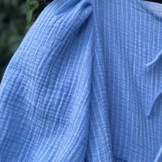 Double gauze/muslin YARN DYED Stripes light blue