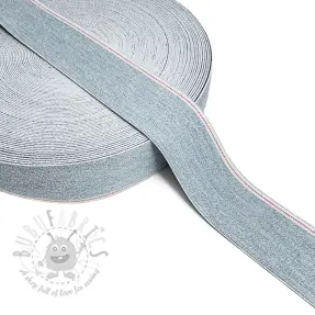 Elastic 4 cm JEANS WHITE STRIPE light blue