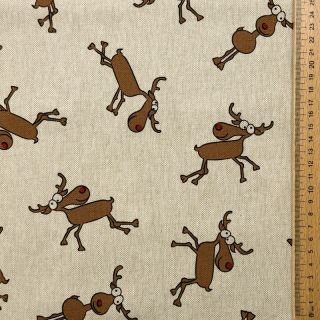 Decoration fabric Linenlook premium Moose Funny Comic