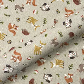 Decoration fabric Linenlook premium Forest Friend Animal