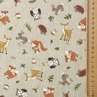 Decoration fabric Linenlook premium Forest Friend Animal