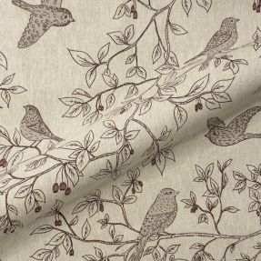 Decoration fabric Linenlook premium Branch Bird Song