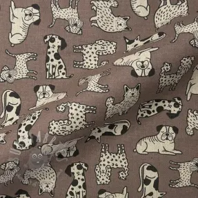 Decoration fabric Linenlook premium Dog Wildlife Art