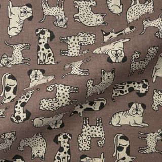 Decoration fabric Linenlook premium Dog Wildlife Art