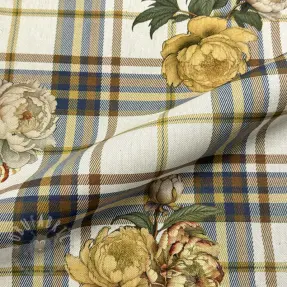 Decoration fabric premium Linenlook Classic Peony Check digital print
