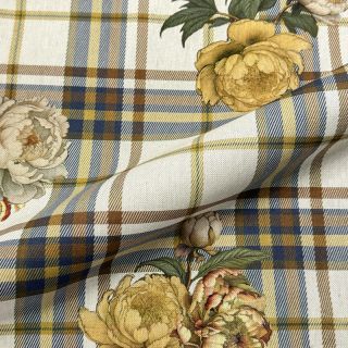 Decoration fabric premium Linenlook Classic Peony Check digital print