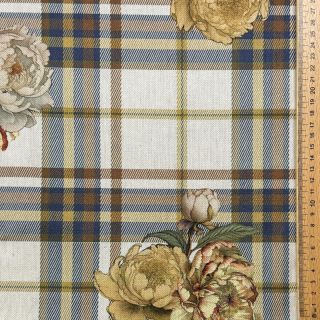 Decoration fabric premium Linenlook Classic Peony Check digital print