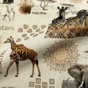 Decoration fabric premium Linenlook Wildlife Safari Trip digital print