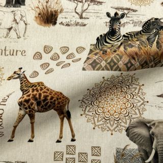 Decoration fabric premium Linenlook Wildlife Safari Trip digital print