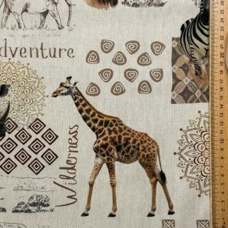 Decoration fabric premium Linenlook Wildlife Safari Trip digital print