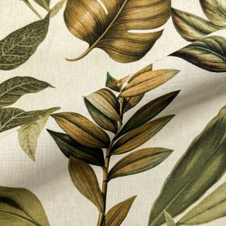 Decoration fabric premium Linenlook Botanic Bold Leaf digital print