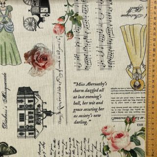 Decoration fabric premium Linenlook Regal Newspaper digital print