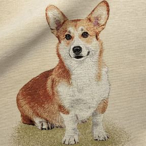 Decoration fabric GOBELIN PREMIUM Sitting Corgi Dog PANEL