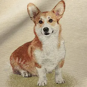 Decoration fabric GOBELIN PREMIUM Sitting Corgi Dog PANEL