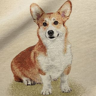 Decoration fabric GOBELIN PREMIUM Sitting Corgi Dog PANEL