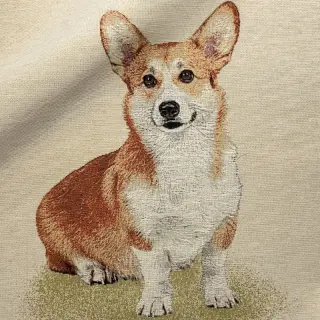 Decoration fabric GOBELIN PREMIUM Sitting Corgi Dog PANEL
