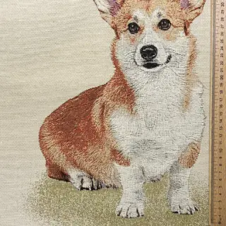 Decoration fabric GOBELIN PREMIUM Sitting Corgi Dog PANEL