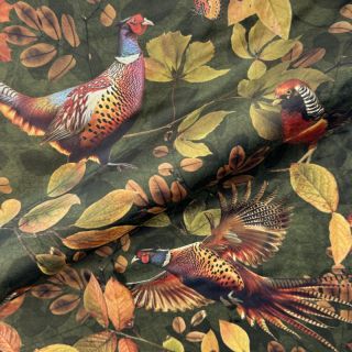 Decoration fabric VELVET Pheasant Forest Leaf