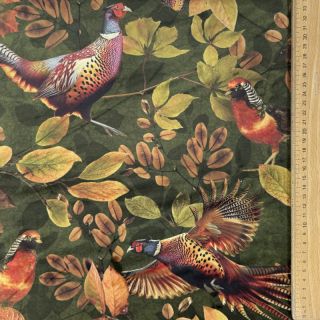 Decoration fabric VELVET Pheasant Forest Leaf