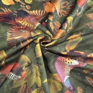 Decoration fabric VELVET Pheasant Forest Leaf