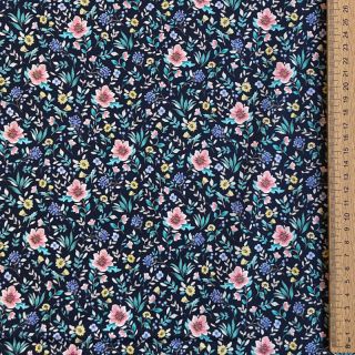 Cotton fabric Flowers Tara navy design B digital print