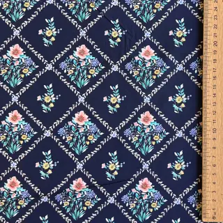 Cotton fabric Flowers Tara navy design A digital print