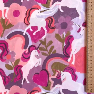 Cotton fabric Unicorns mauve digital print