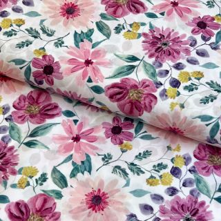 Cotton fabric Flower Sonja mauve digital print