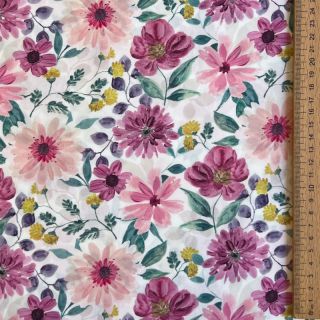 Cotton fabric Flower Sonja mauve digital print