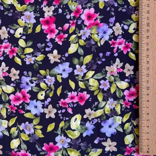 Viscose RADIANCE Flower Uma navy digital print