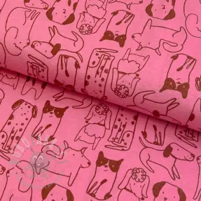 Cotton fabric FLANNEL Dogs pink
