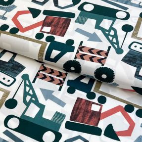 Cotton fabric Vehicles off white digital print