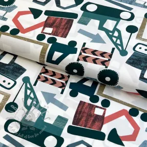 Cotton fabric Vehicles off white digital print