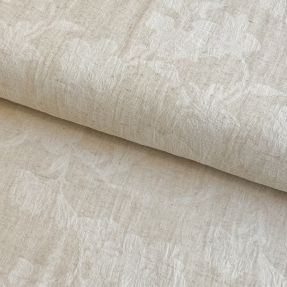 Cotton fabric with linen JACQUARD Flowers natural
