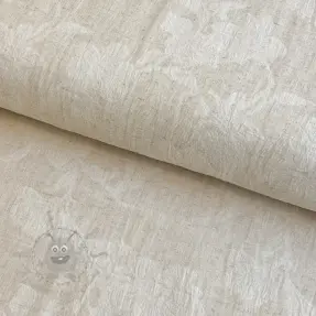 Cotton fabric with linen JACQUARD Flowers natural