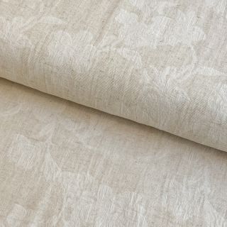 Cotton fabric with linen JACQUARD Flowers natural