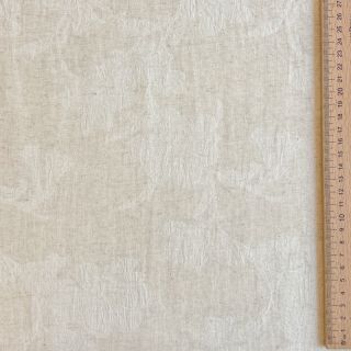 Cotton fabric with linen JACQUARD Flowers natural