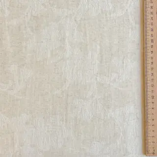 Cotton fabric with linen JACQUARD Flowers natural