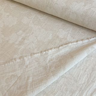 Cotton fabric with linen JACQUARD Flowers natural
