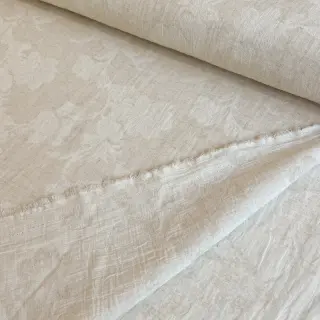 Cotton fabric with linen JACQUARD Flowers natural