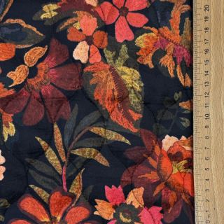 Stepped fabric VELVET Flower flame orange