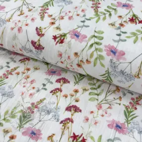 Double gauze/muslin Flower Sabrina white digital print