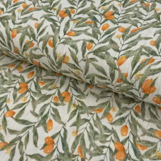 Double gauze/muslin Leaves off white digital print